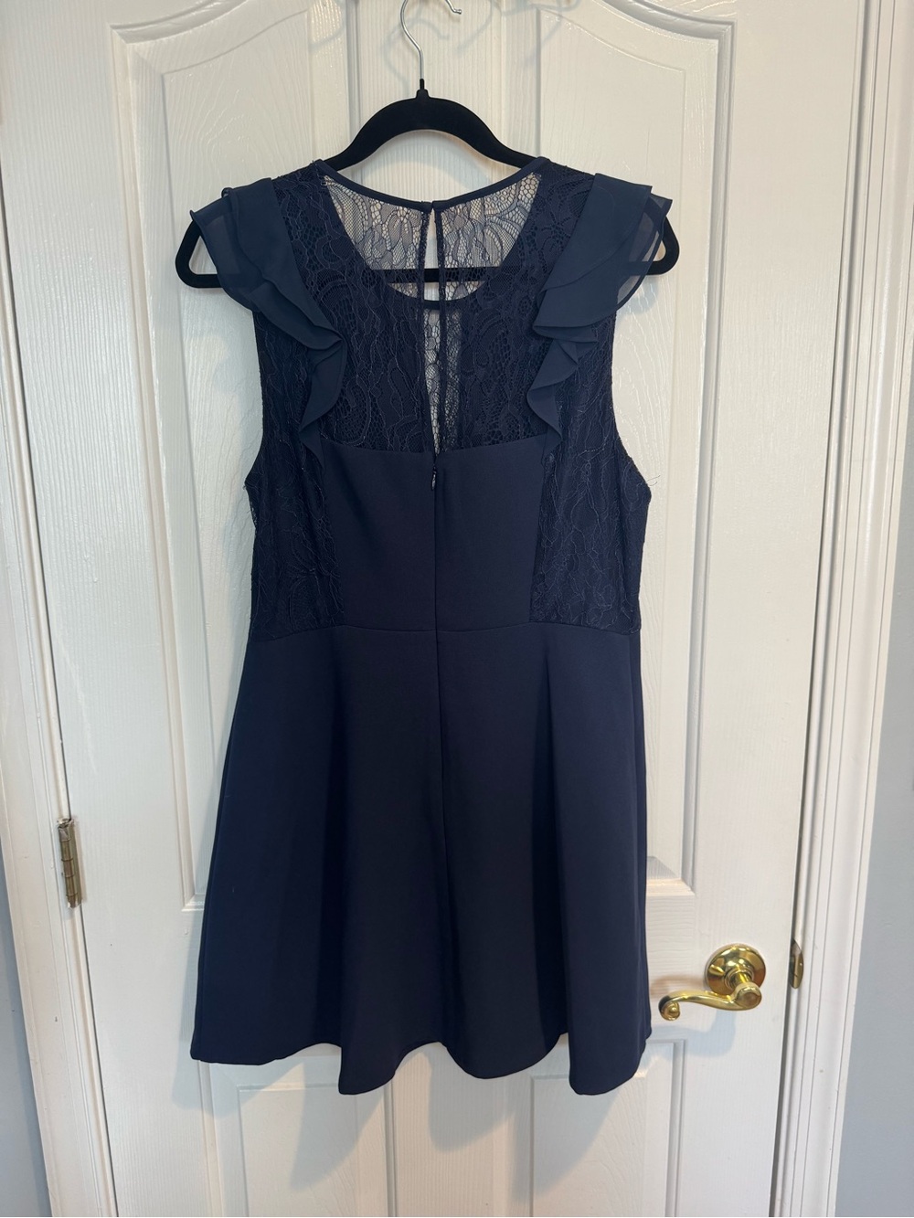 BCBG Sleeveless Navy Lace Fit & Flare Dress